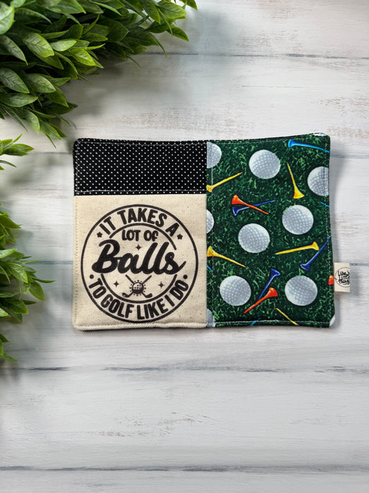 It takes balls mug rug