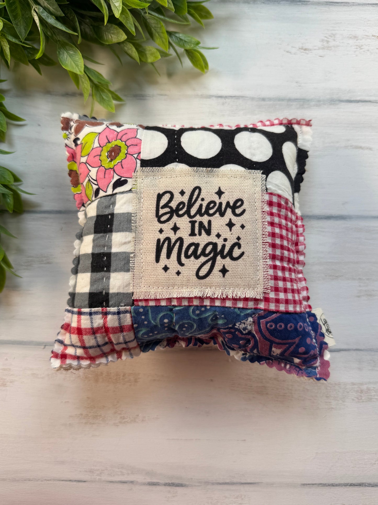 Believe in magic vintage quilt 6” pillow