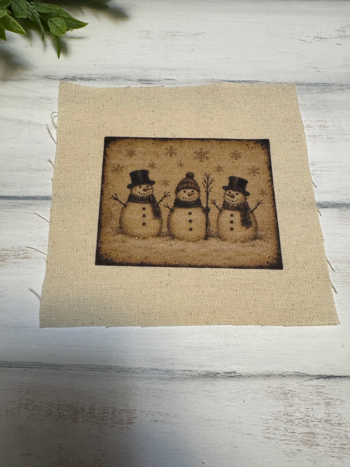 Snowman trio with top hats 5” patch