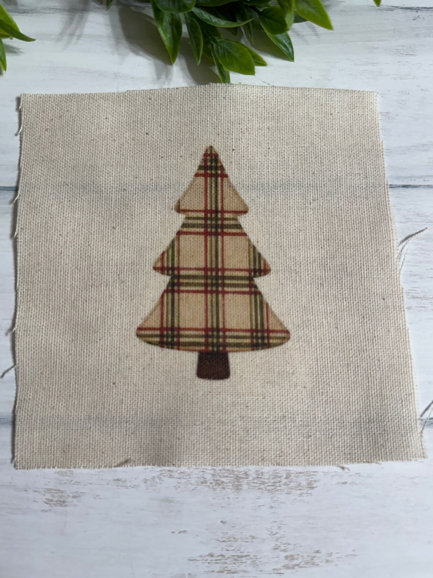 Christmas plaid print tree 5” patch