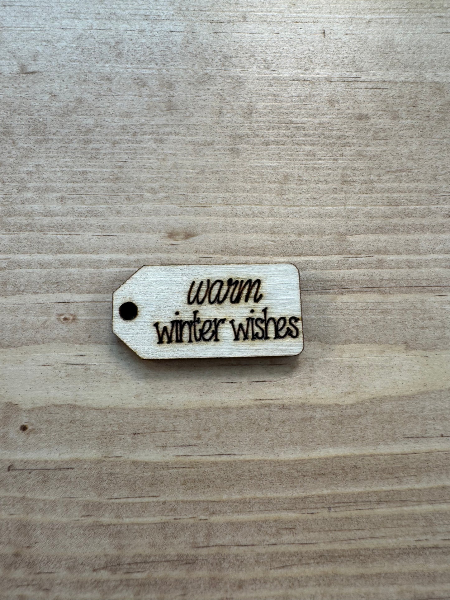 Warm winter wishes wooden tag