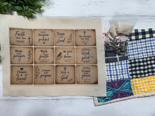 Vintage quilt keychain/ornament kit Faith set 1(patterns & color will vary)