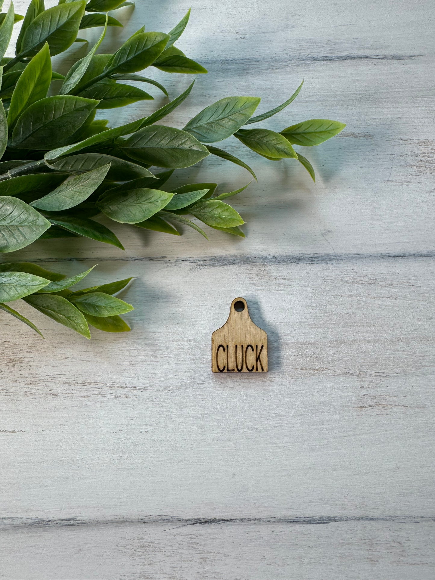 Cluck wooden tag