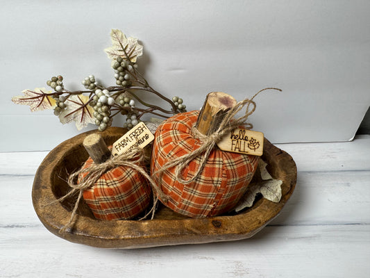 Set of 2 plaid pumpkins