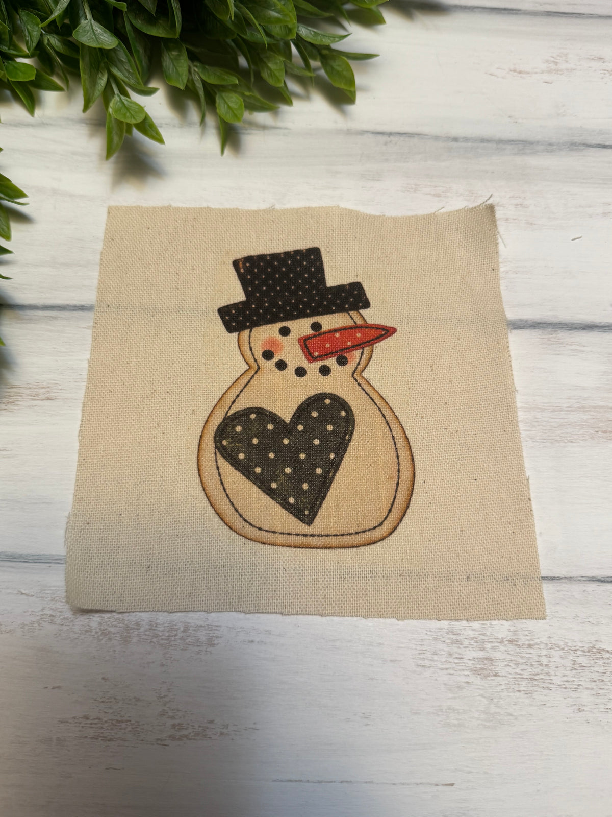 Green heart snowman 5” patch