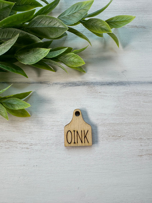 Oink wooden tag