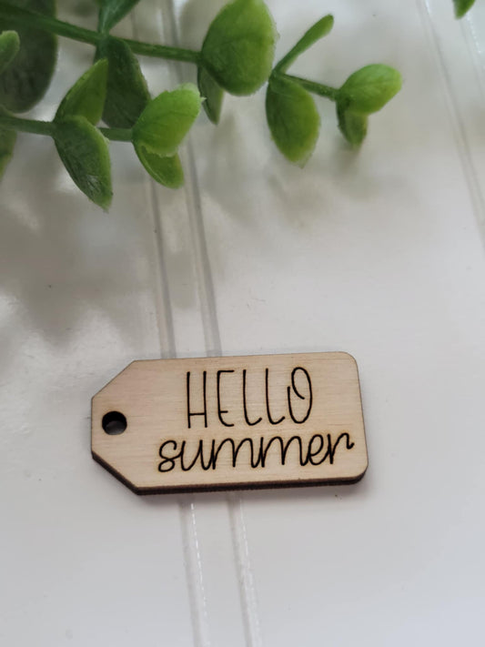 Hello Summer wooden tag