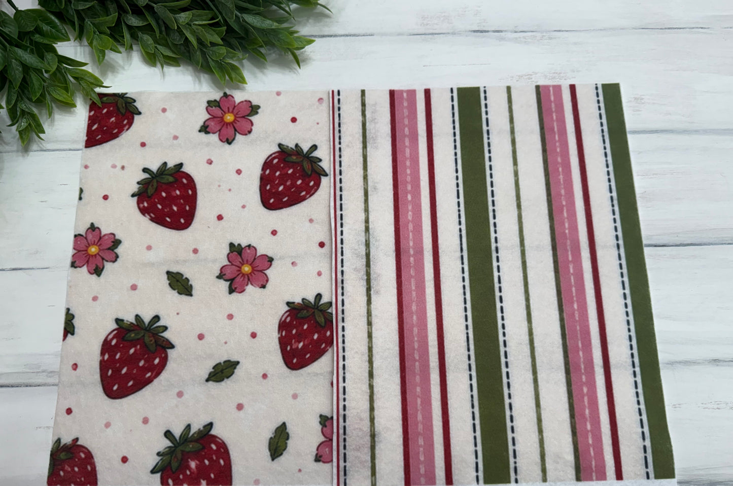 Strawberry printed felt sheets