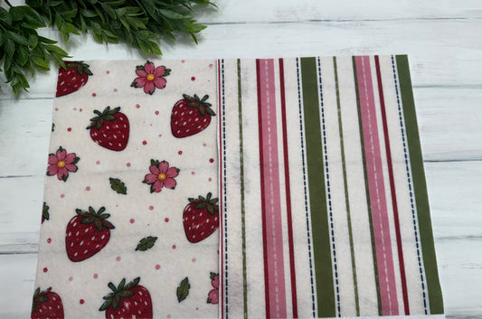 Strawberry printed felt sheets