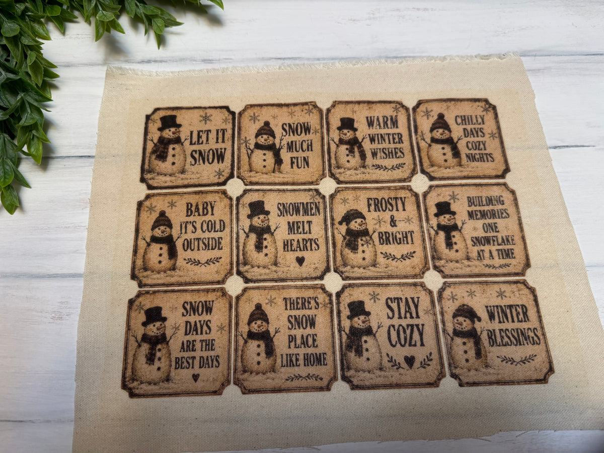 Winter phrase snowman tags full sheet
