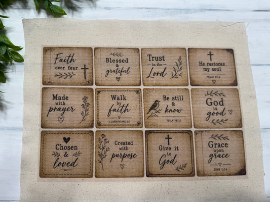 Faith 1 set of 12 patches for keychains/ornaments etc
