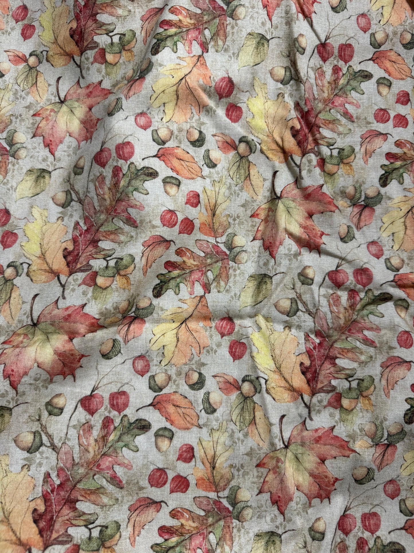 Fall leaves & acorns 1 yard fabric