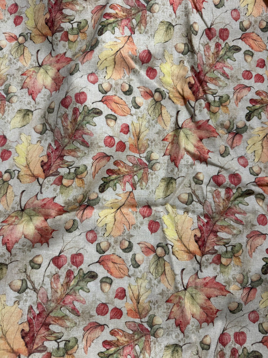 Fall leaves & acorns 1 yard fabric