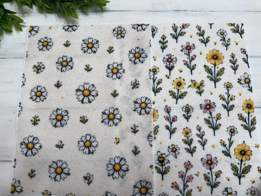 Floral printed felt sheets