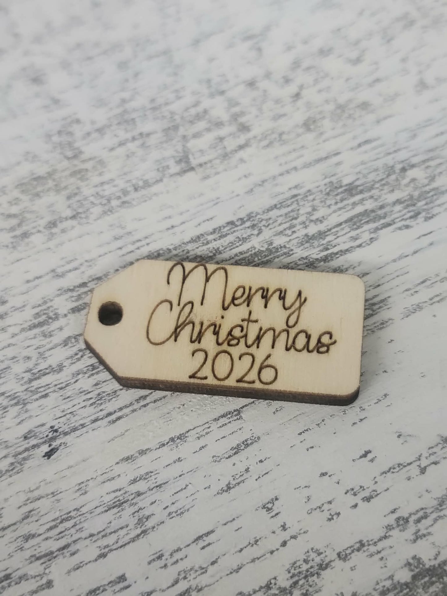 Merry Christmas 2026 wooden tag