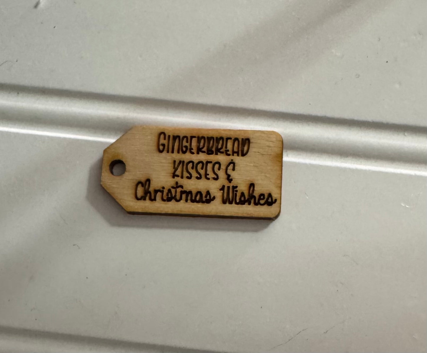 Gingerbread kisses wooden tag