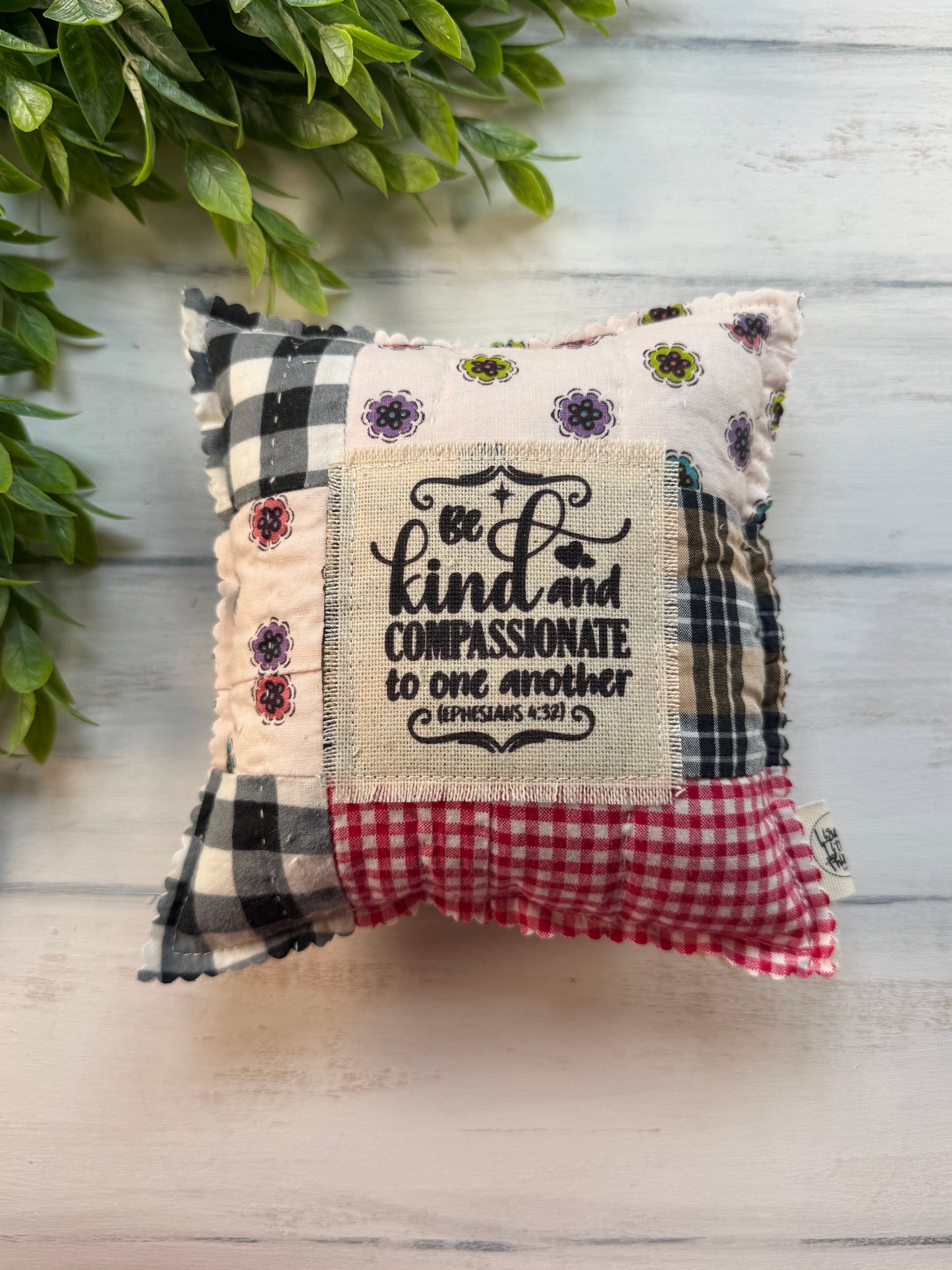 Be kind vintage quilt 6” pillow
