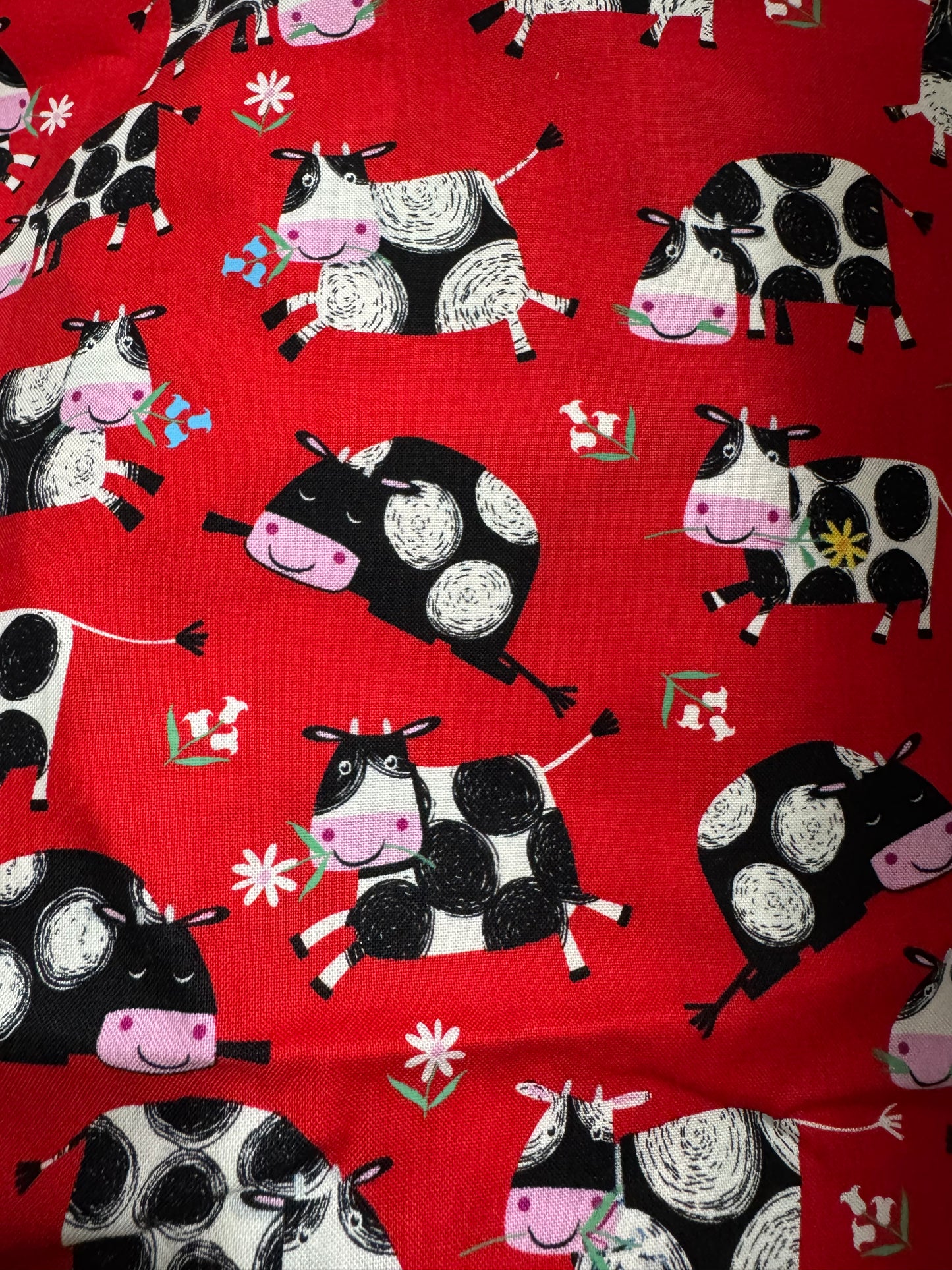 Cows on red 1 yard fabric
