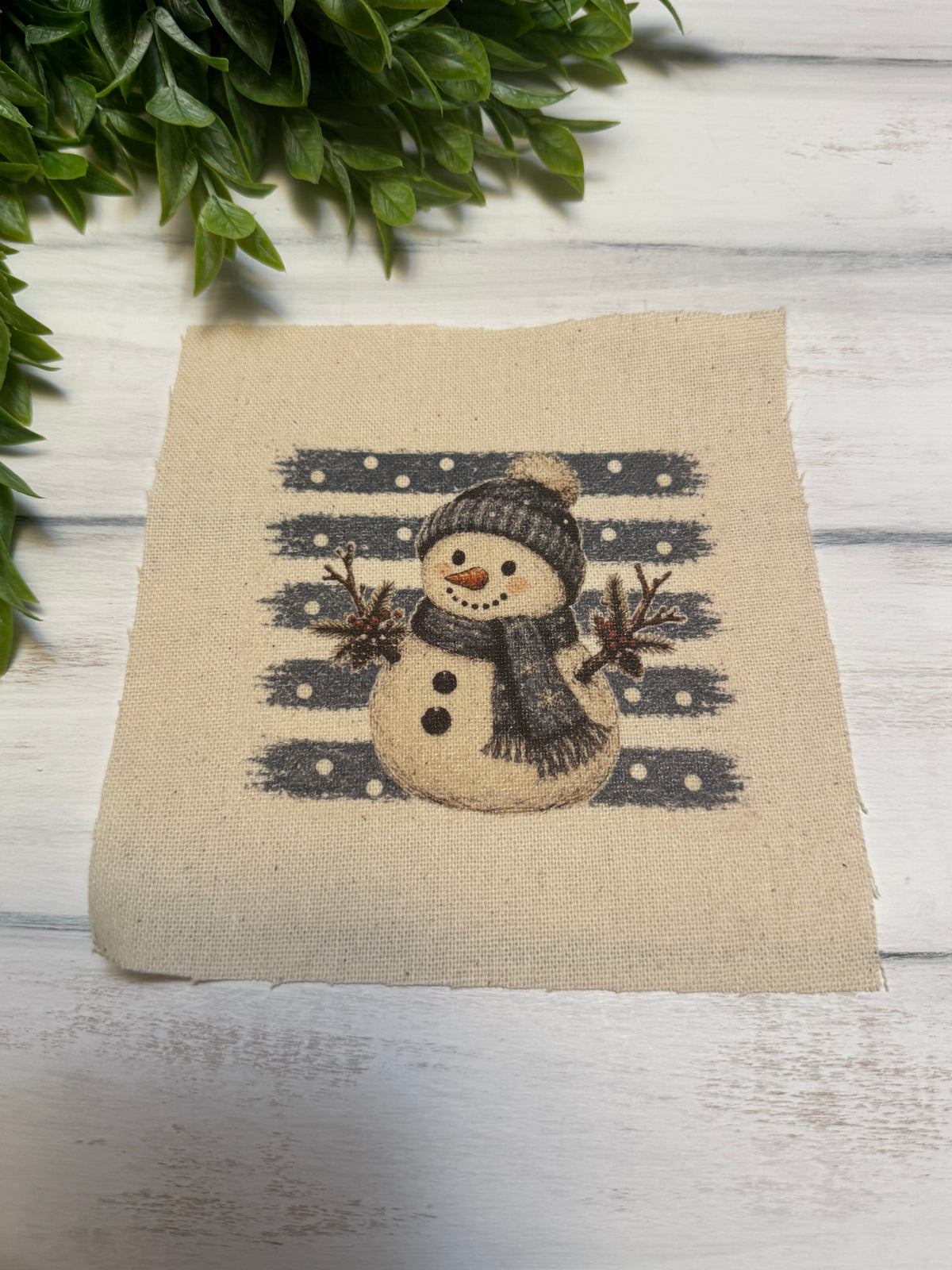 Blue stripe snowman 5” patch