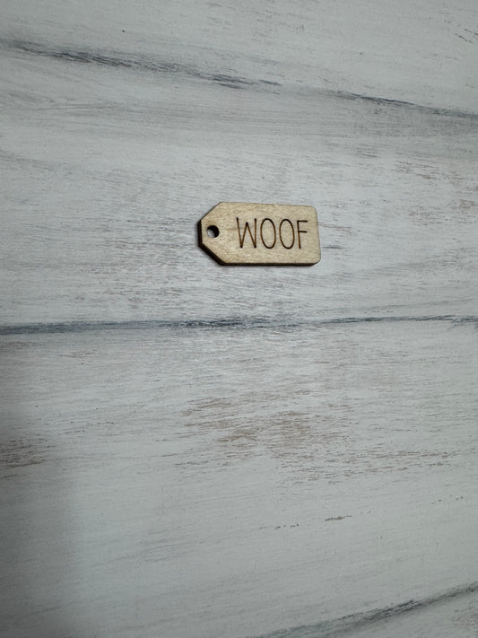 WOOF wooden tag