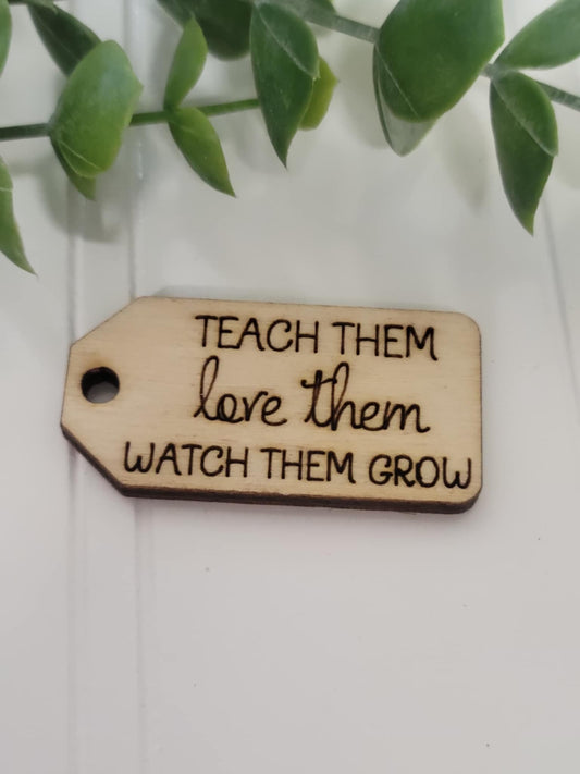 Teach them Love them wooden tag