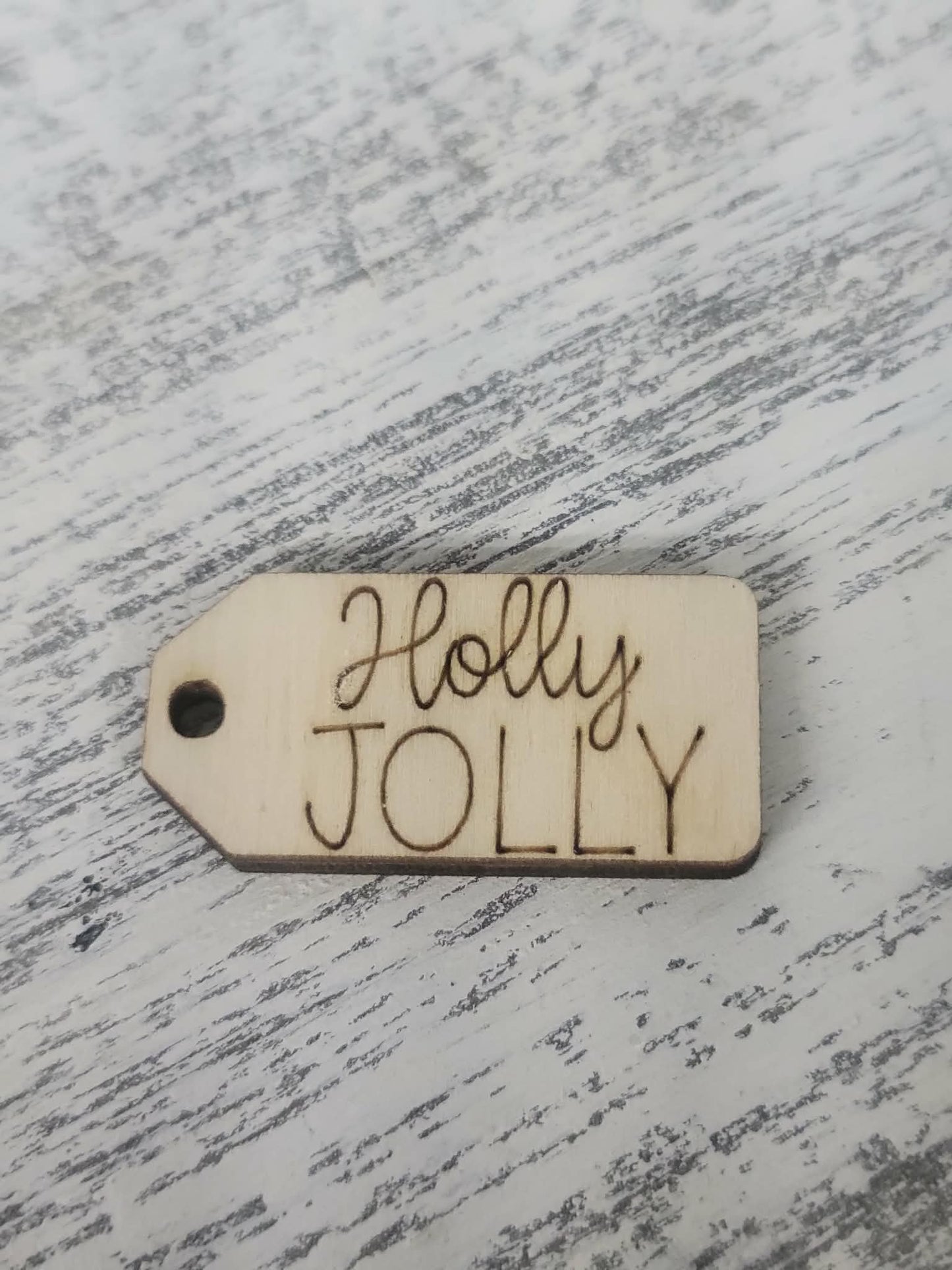 Holly Jolly wooden tag