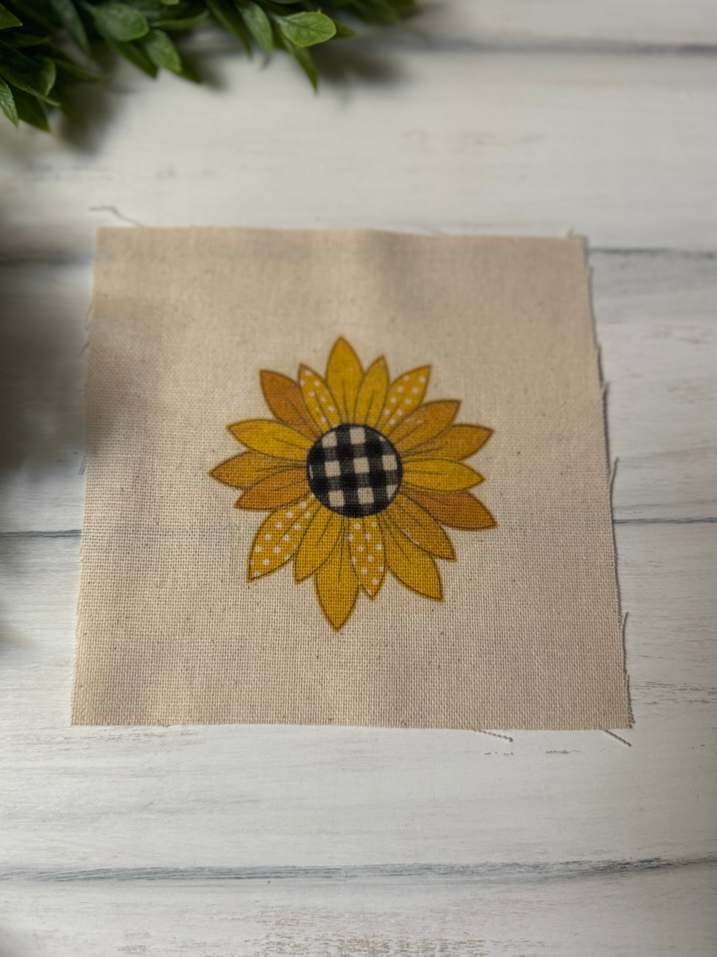 Sunflower with plaid center 5” patch
