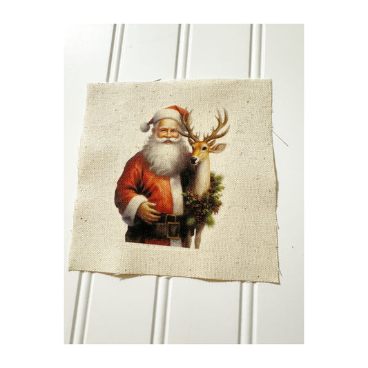 Santa with deer 5” patch