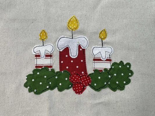Christmas candles & greenery applique patterns