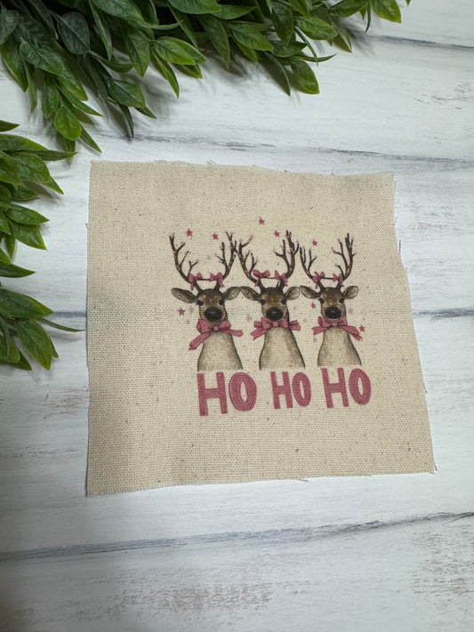 Pink Reindeer Ho Ho Ho 5” patch