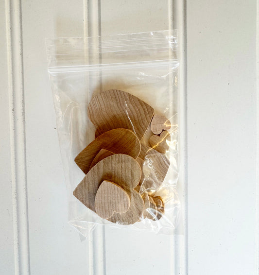 Wood heart sampler 12 pack