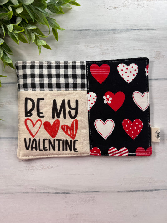 Be my Valentine black & red mug rug