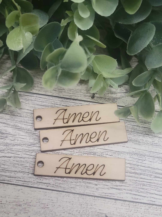 Amen wooden tag