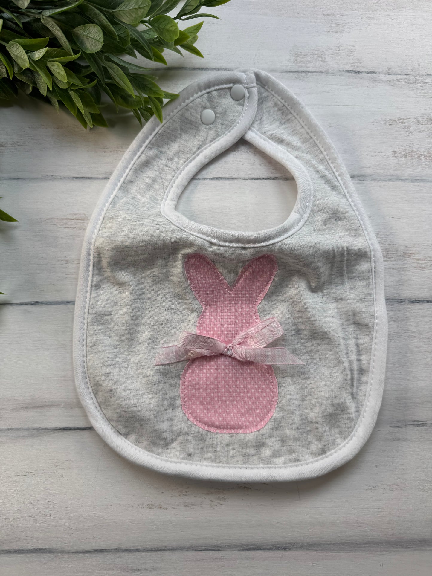Pink bunny bib