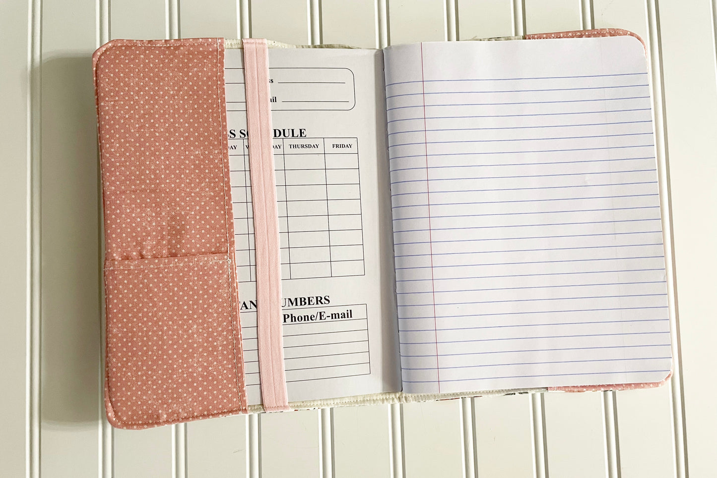 Floral print with pen holder and elastic bookmark Composition Notebook Cover