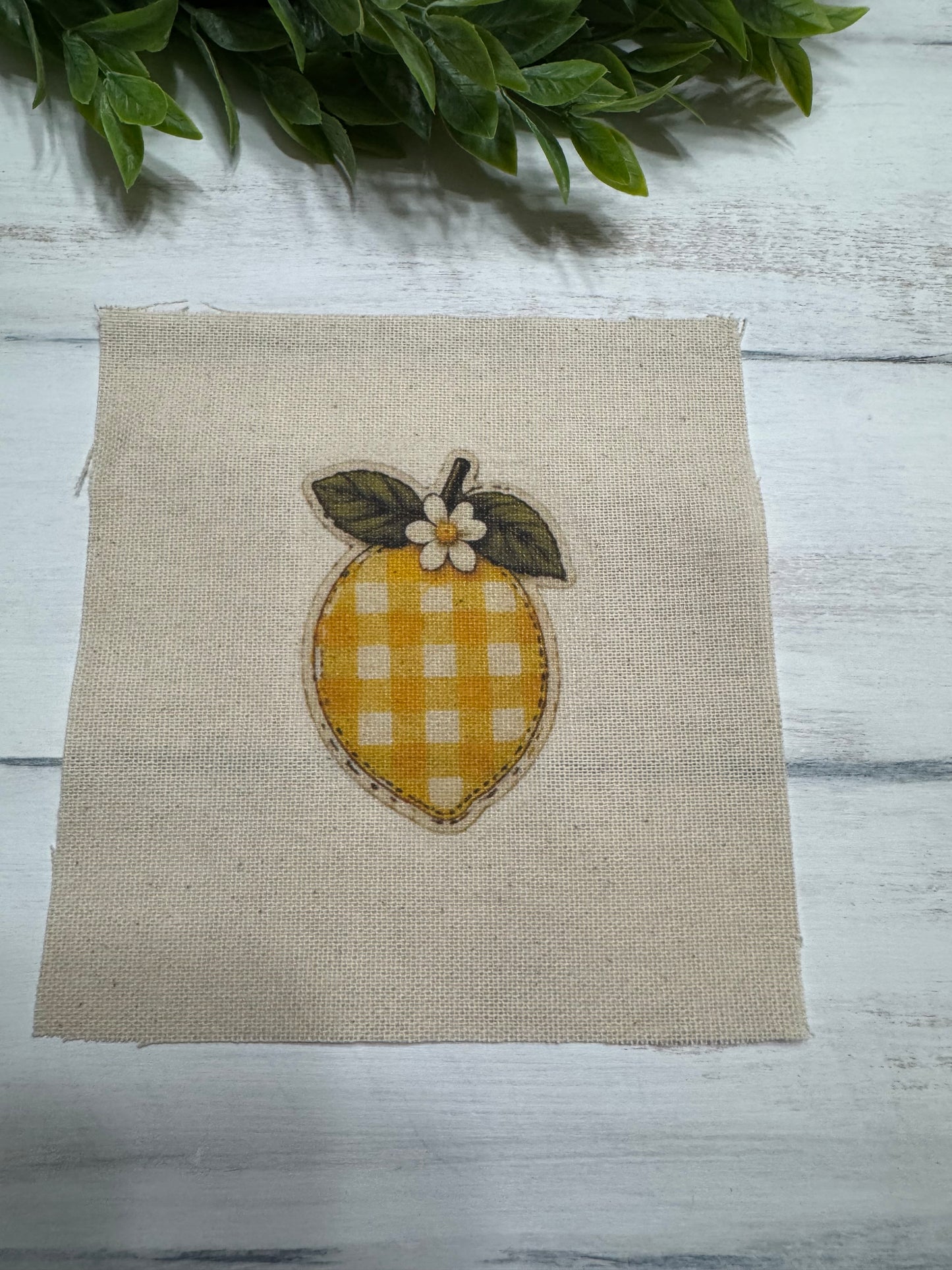 Yellow plaid lemon 5” patch