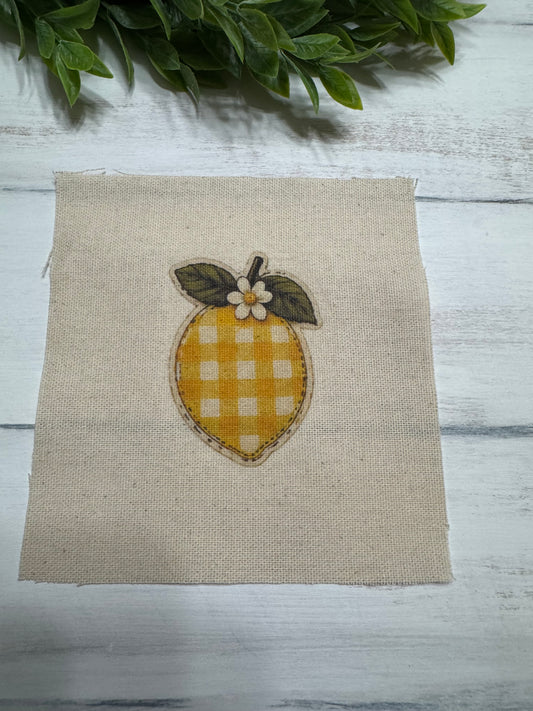 Yellow plaid lemon 5” patch