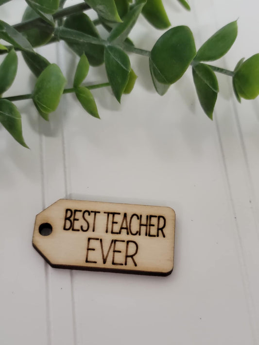 Best teacher ever wooden tag