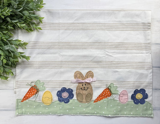 Spring appliqué stitched tea towel