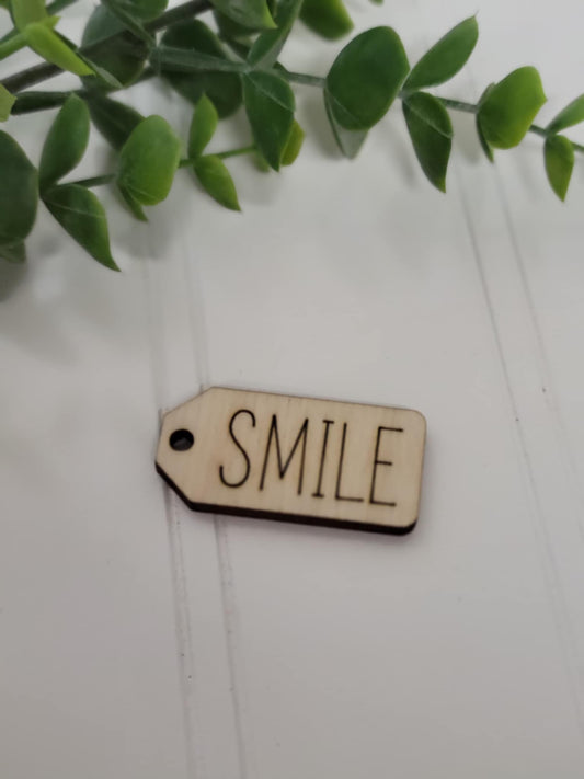 SMILE wooden tag
