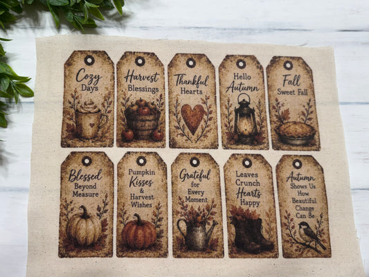 Fall color set 3 sheet of tags