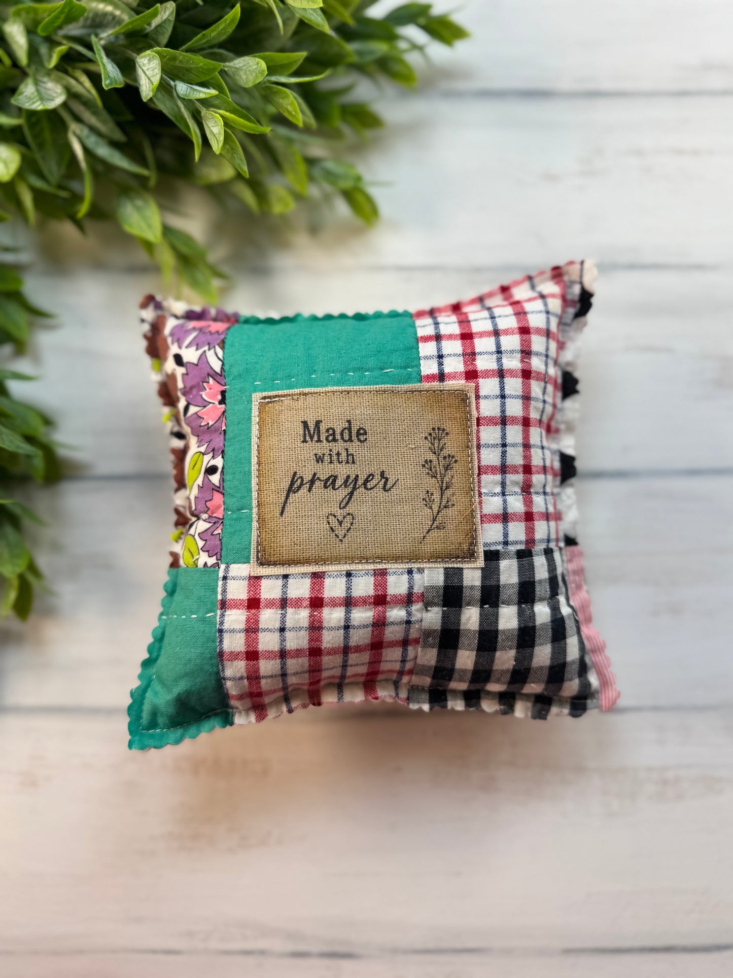 Made vintage quilt 6” pillow