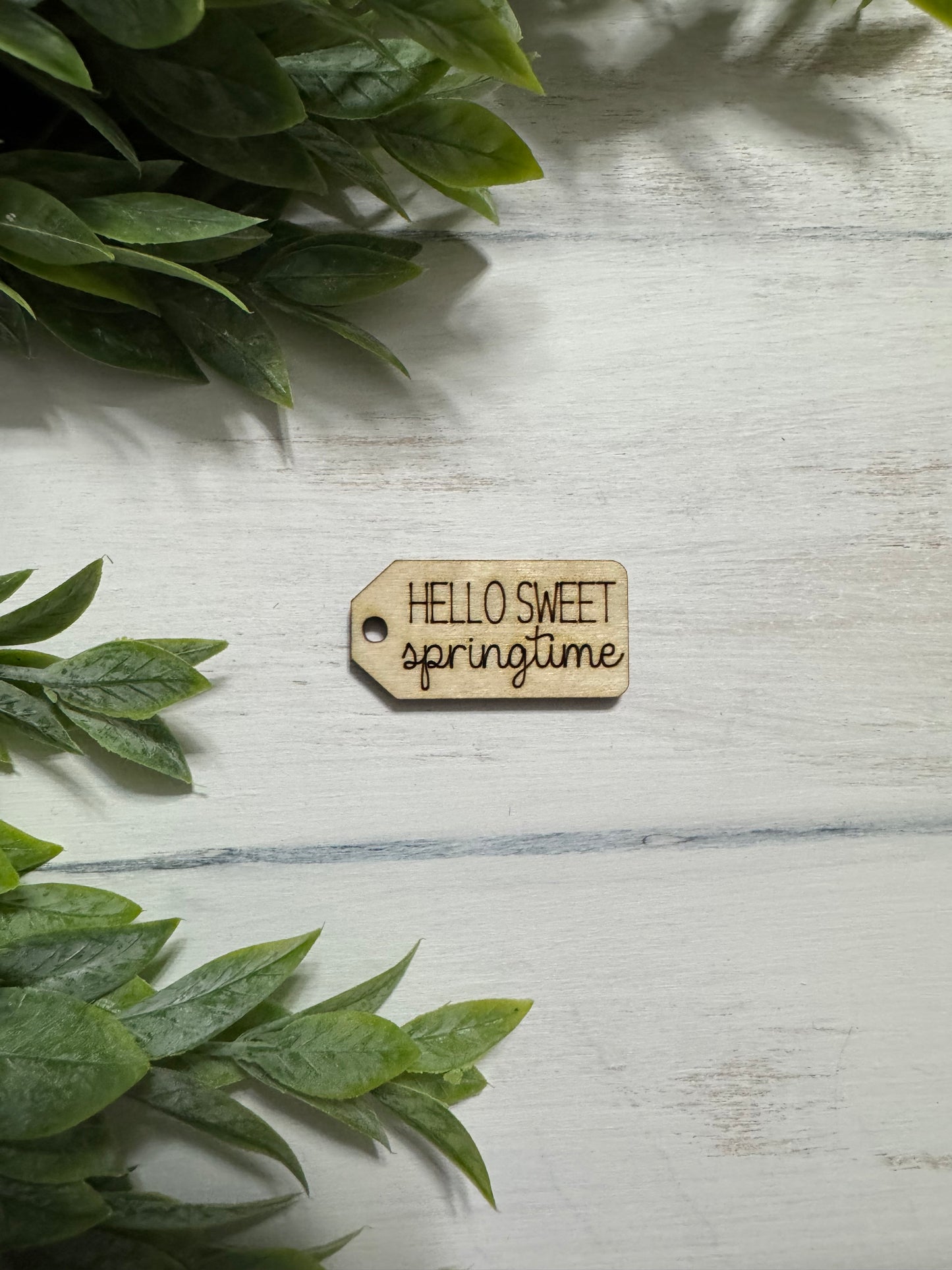 Hello sweet spring time wooden tag