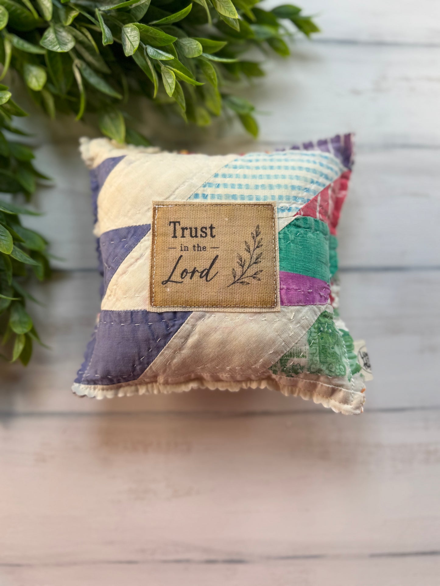 Trust the Lord vintage quilt 6” pillow