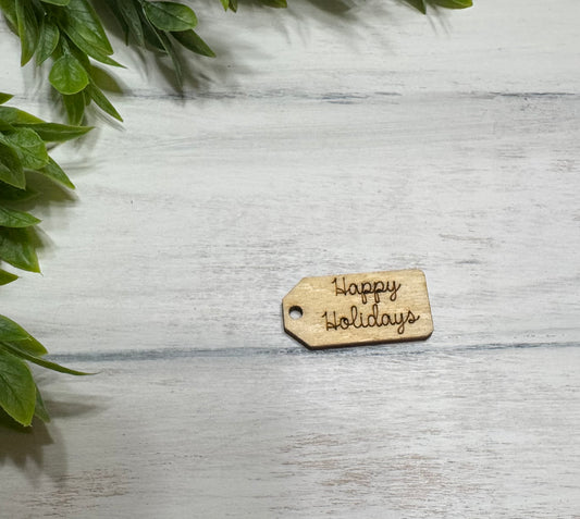 Happy holidays wooden tag