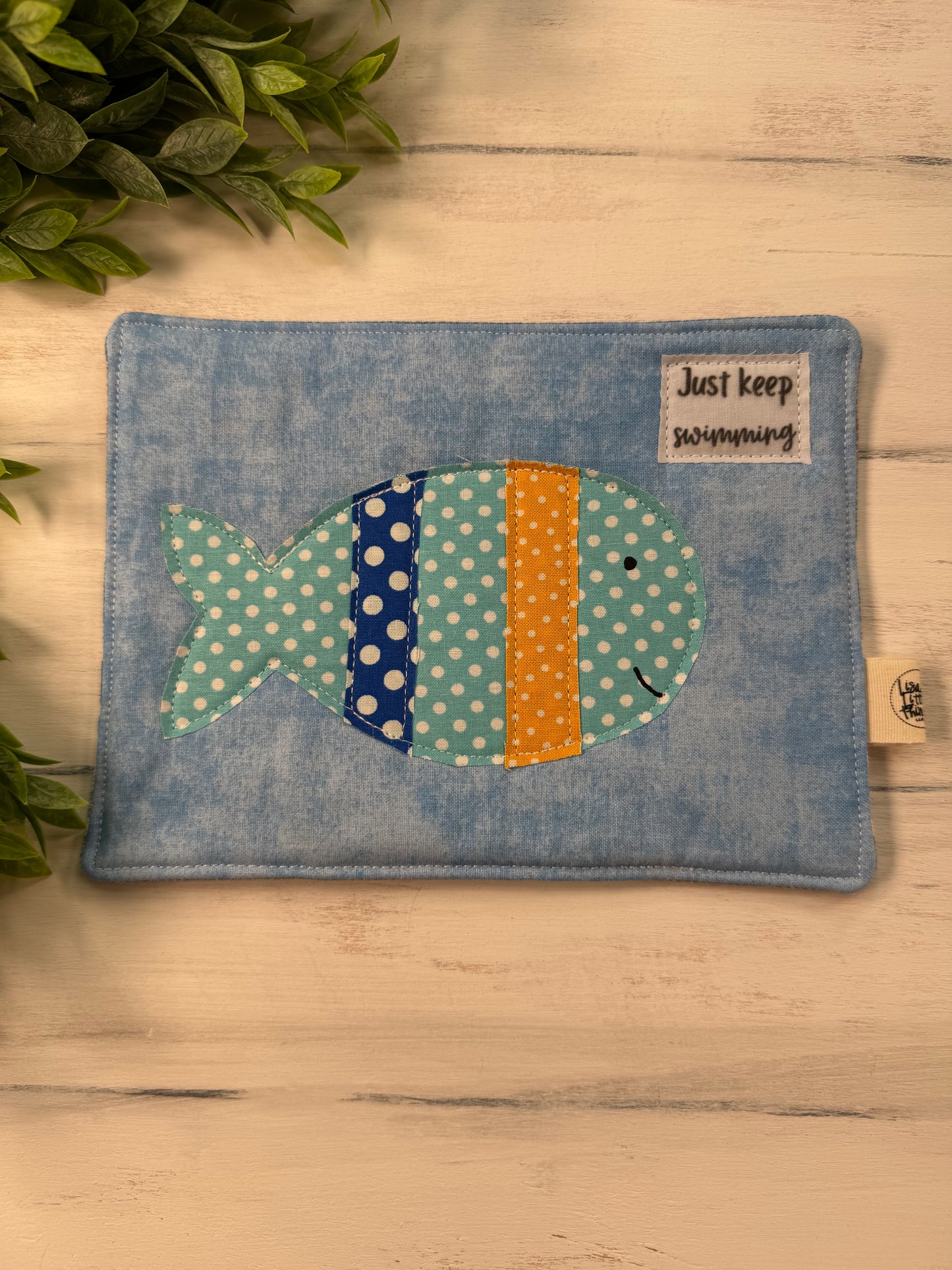 Just keep swimming mug rug