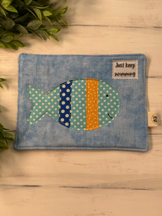 Just keep swimming mug rug