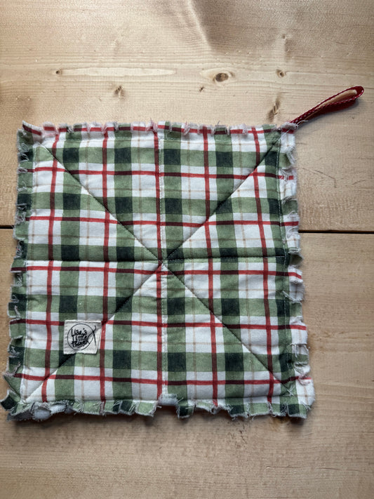 Red & green plaid potholder