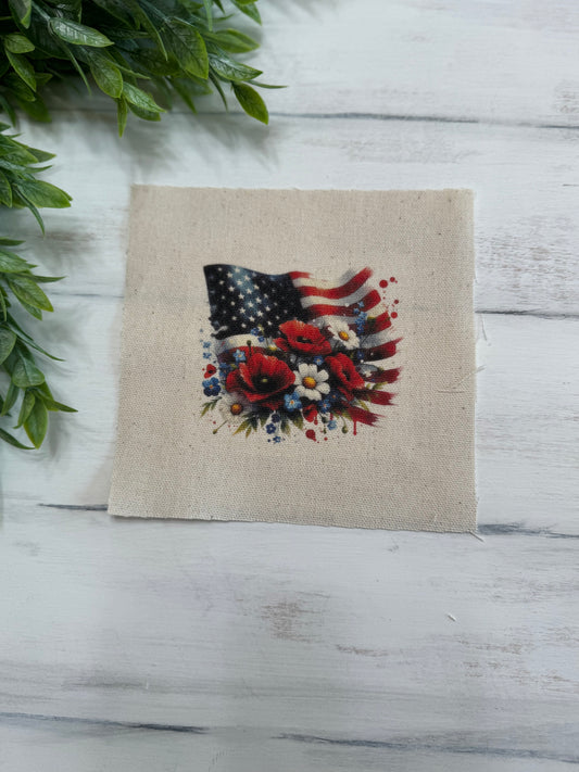 Flag with flowers 5” patch