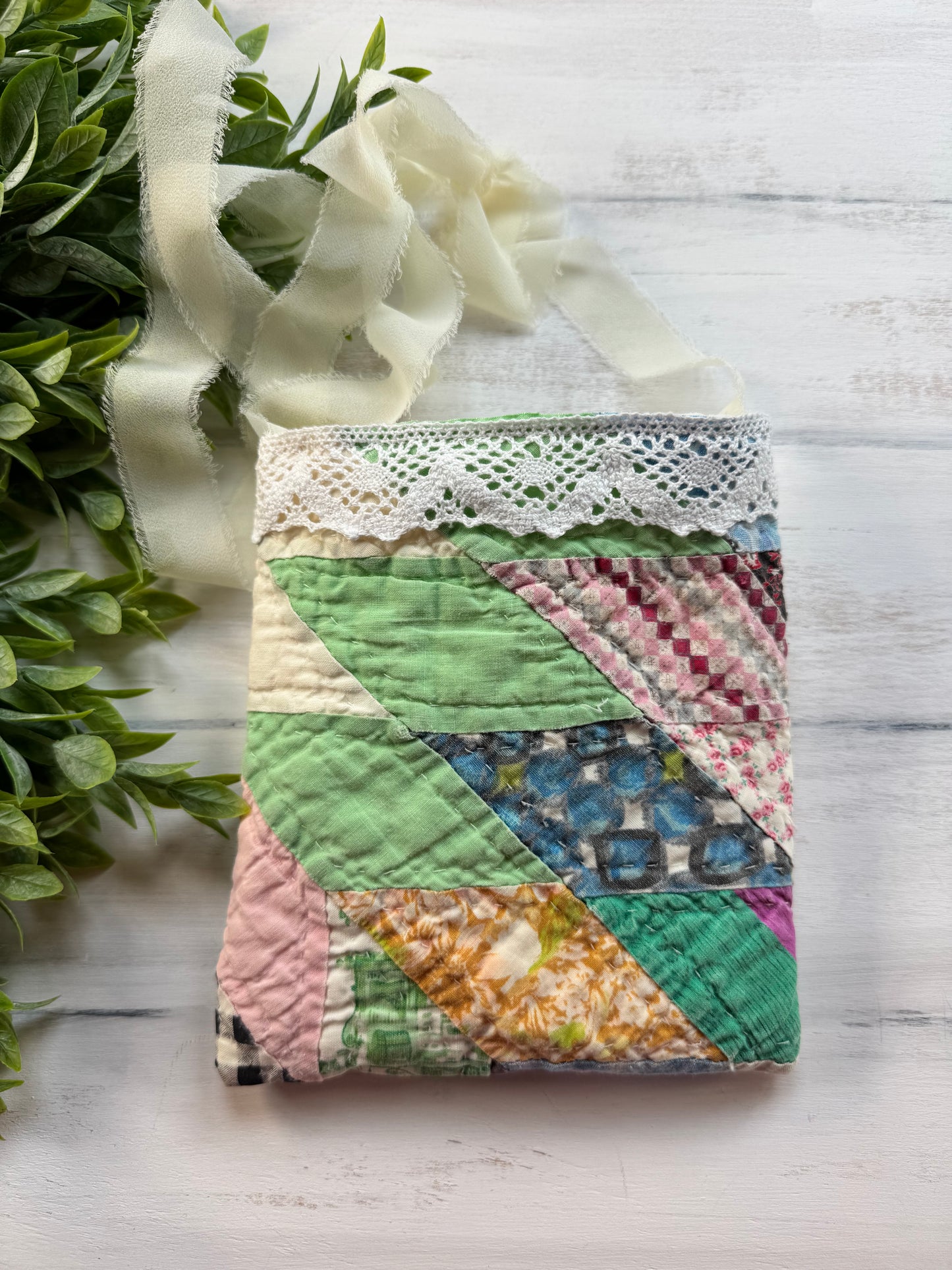 Hanging vintage quilt pocket- your pocket could vary depending on placement on the quilt!